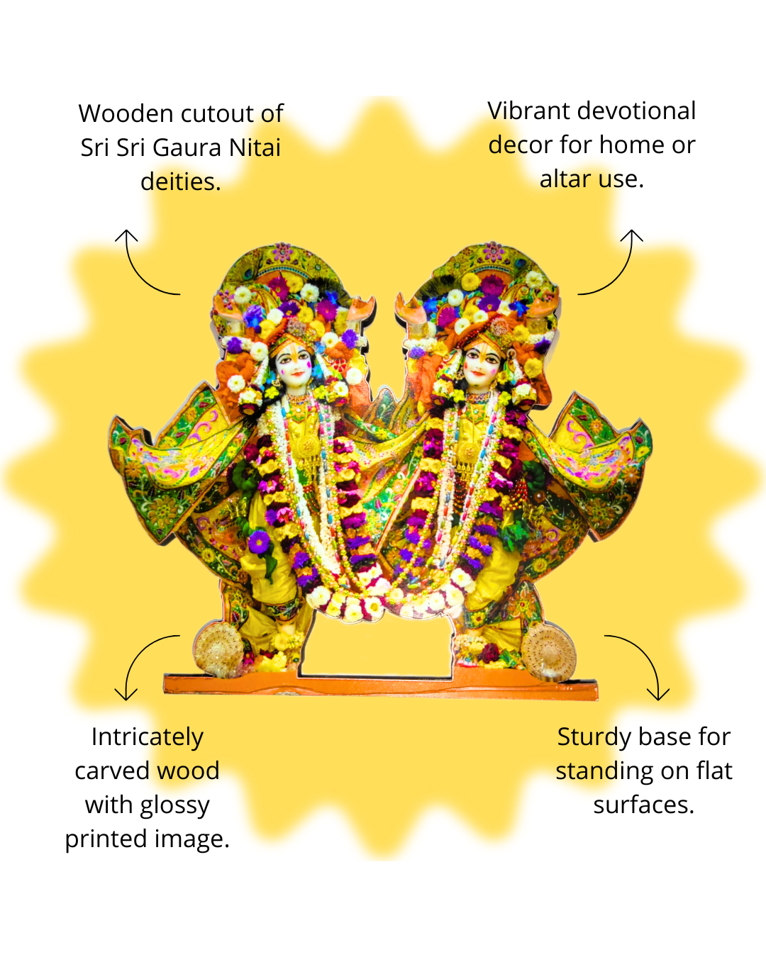 Wooden cutout of Sri Sri Gaura Nitai deities