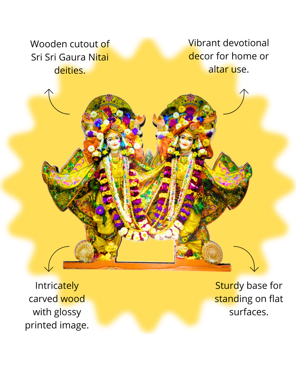 Wooden cutout of Sri Sri Gaura Nitai deities