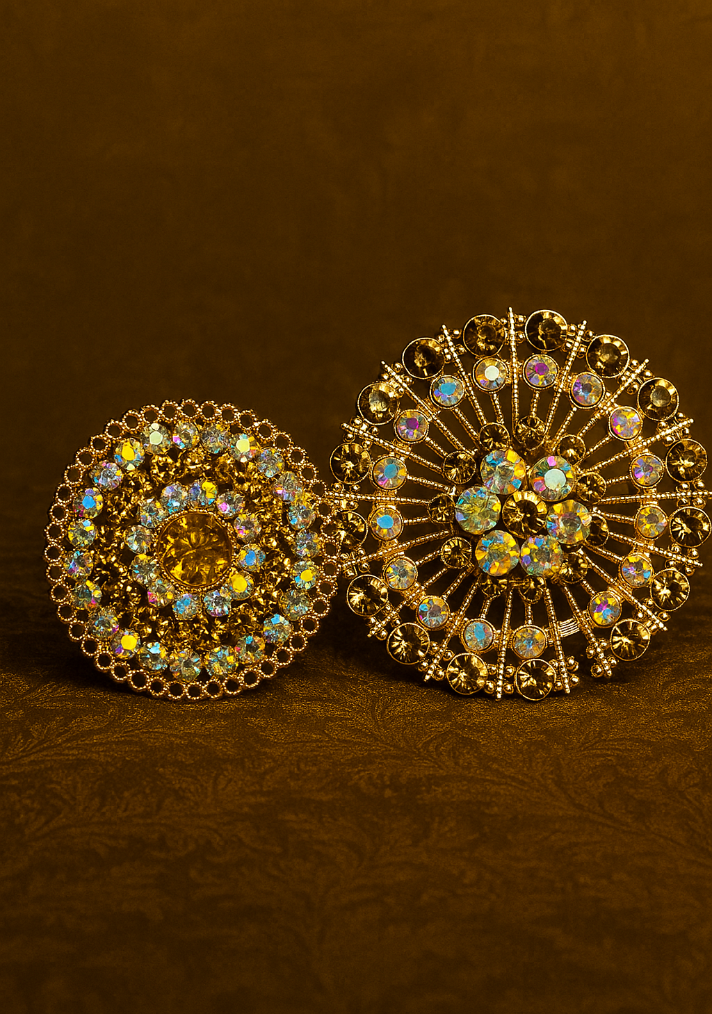 Golden Crystal Finger Ring Combo Set