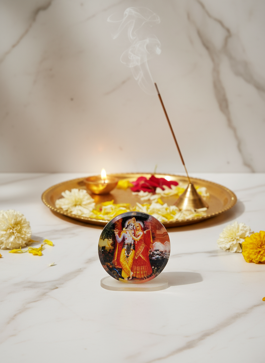 Radha Krishna Crystal Disc