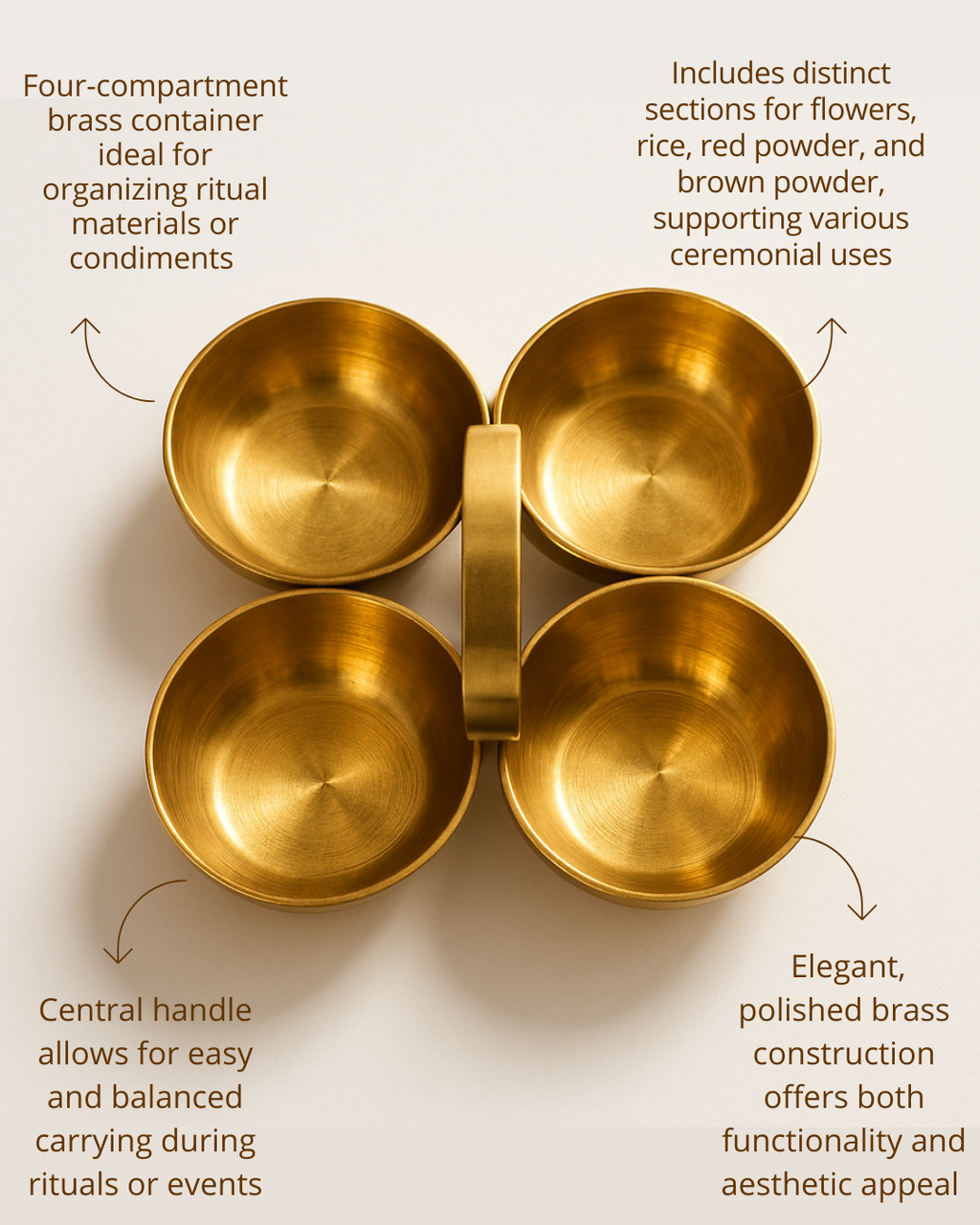 Royal Brass Quad Condiment Server
