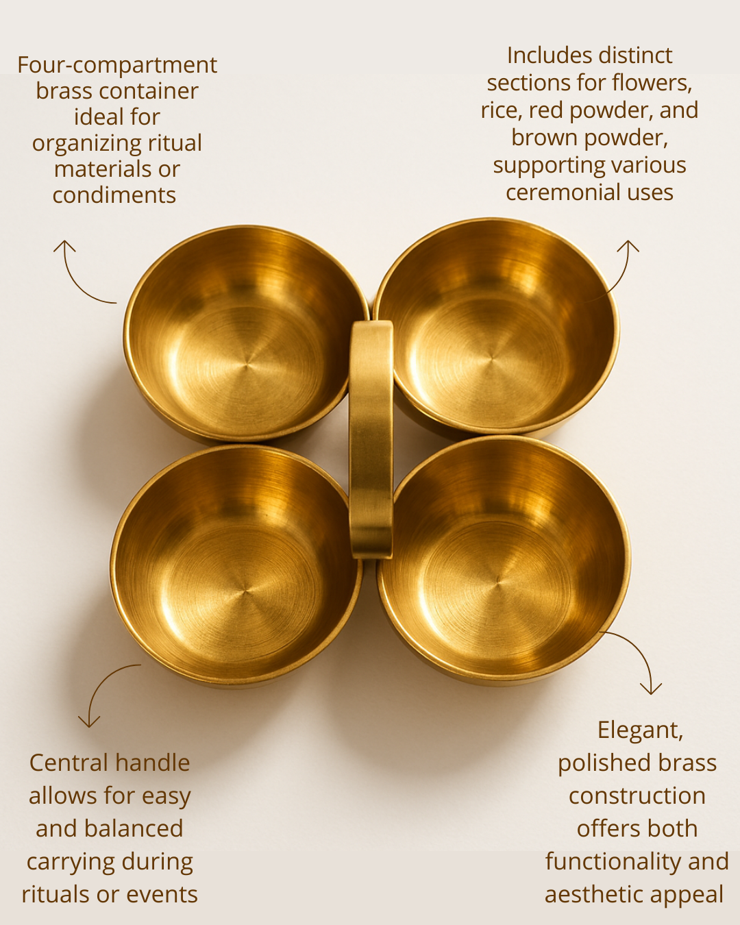 Royal Brass Quad Condiment Server