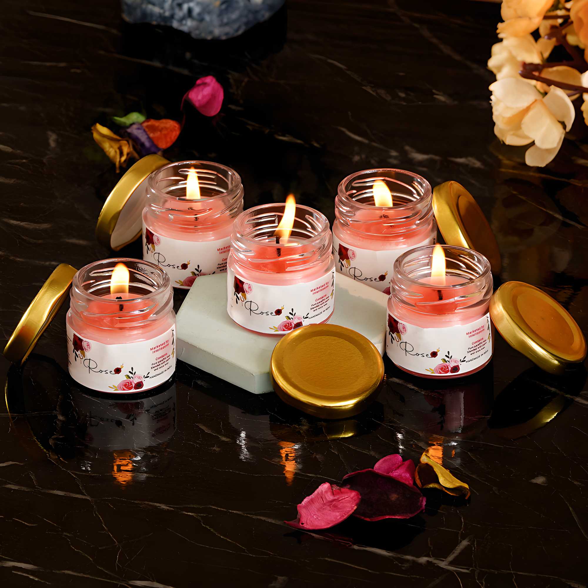 Set of 5 Rose Scented Candle