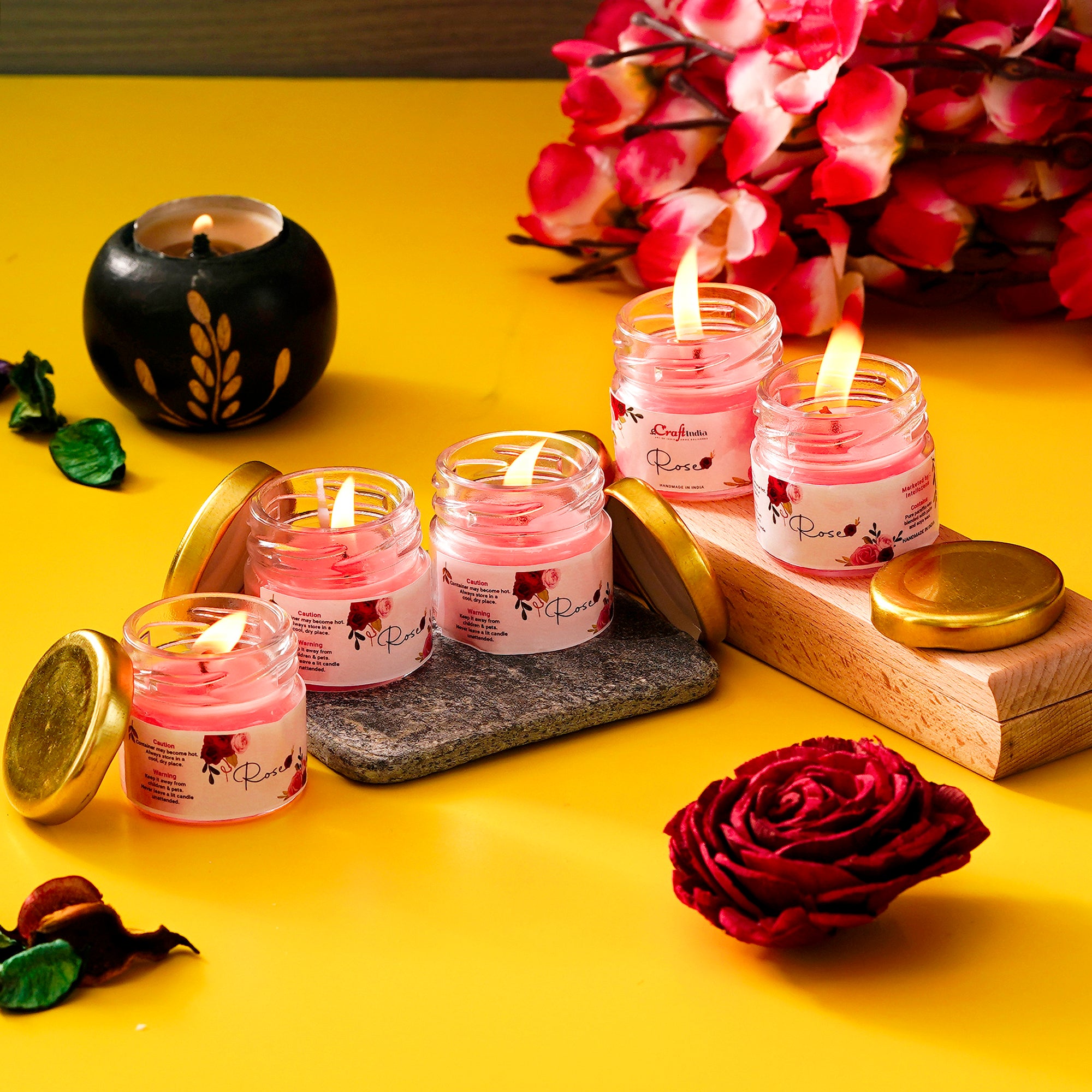 Set of 5 Rose Scented Candle